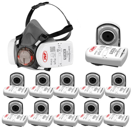 JSP Force8 Half Mask Medium P3 | Includes PressToCheck - F-4003 Filters | BHT0A3-0L5-N00