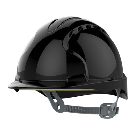 JSP EVO2 Safety Helmet Mid Peak Slip Ratchet Vented (Black)