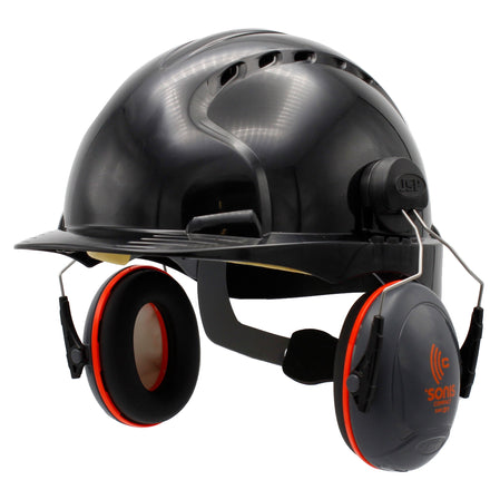 JSP EVO3 With Sonis Compact Ear Defenders Hard Hat Kit (Black)