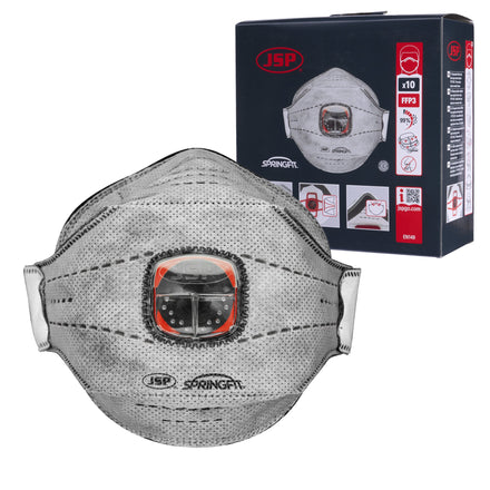 JSP Springfit FFP3 With Carbon Typhoon Valve Face Mask 10 Pack | BGA802-206-000