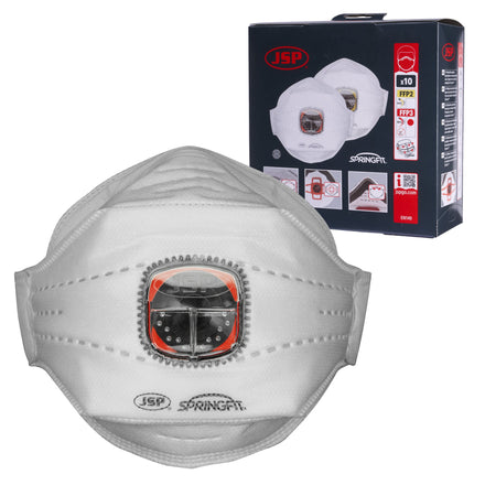 JSP Springfit FFP3 Disposable Fold Flat Typhoon Valve Face Mask 10 Pack | BGA182-206-000
