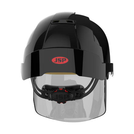 black safety helmet with face shield back picture