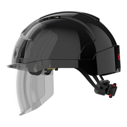 black safety helmet with face shield left side picture