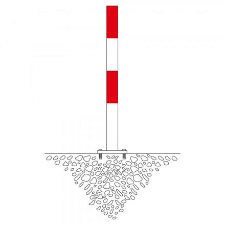 Traffic Line Barrier Post Bolt Down 76mm Galv_red_white Diagram