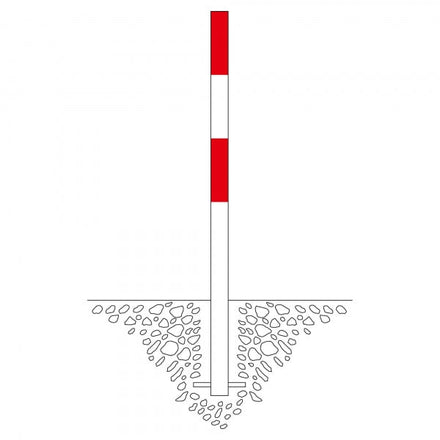 Traffic Line Barrier Post Cast In 60mm Galv_red_white Diagram