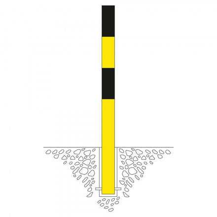 Traffic Line Barrier Post Cast In 76mm Galv_black_yellow Diagram