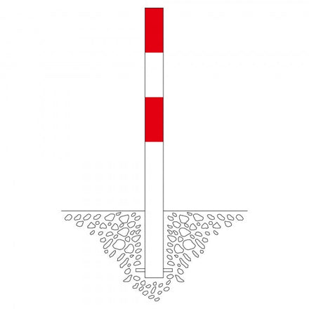 Traffic Line Barrier Post Cast In 90mm Galv_red_white Diagram