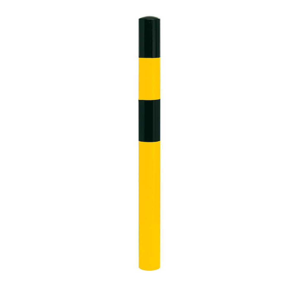 Black Bull Cast In Bollard 1200mm Black Yellow 90mm