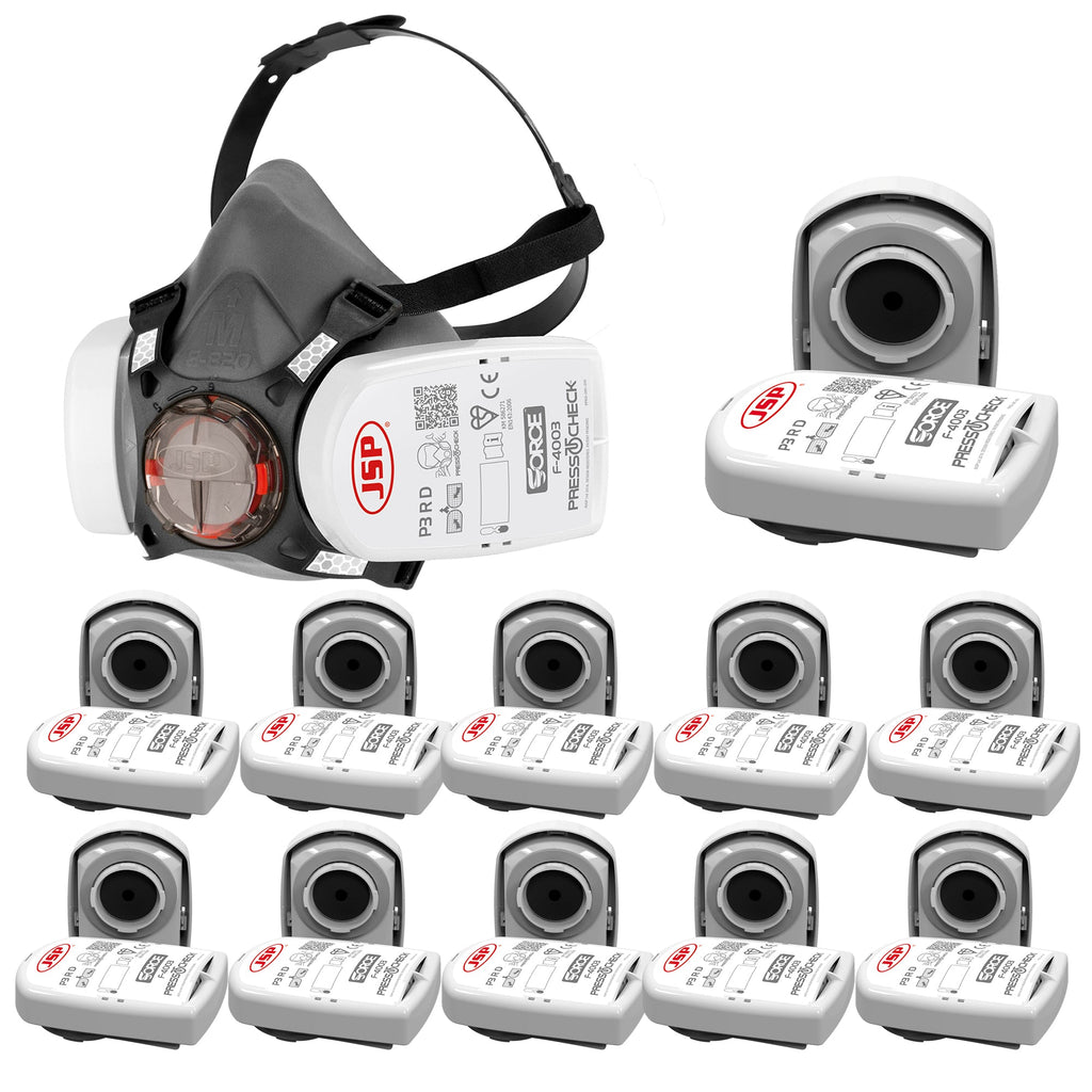 JSP Force8 Half Mask Medium P3 | Includes PressToCheck - F-4003 Filters | BHT0A3-0L5-N00