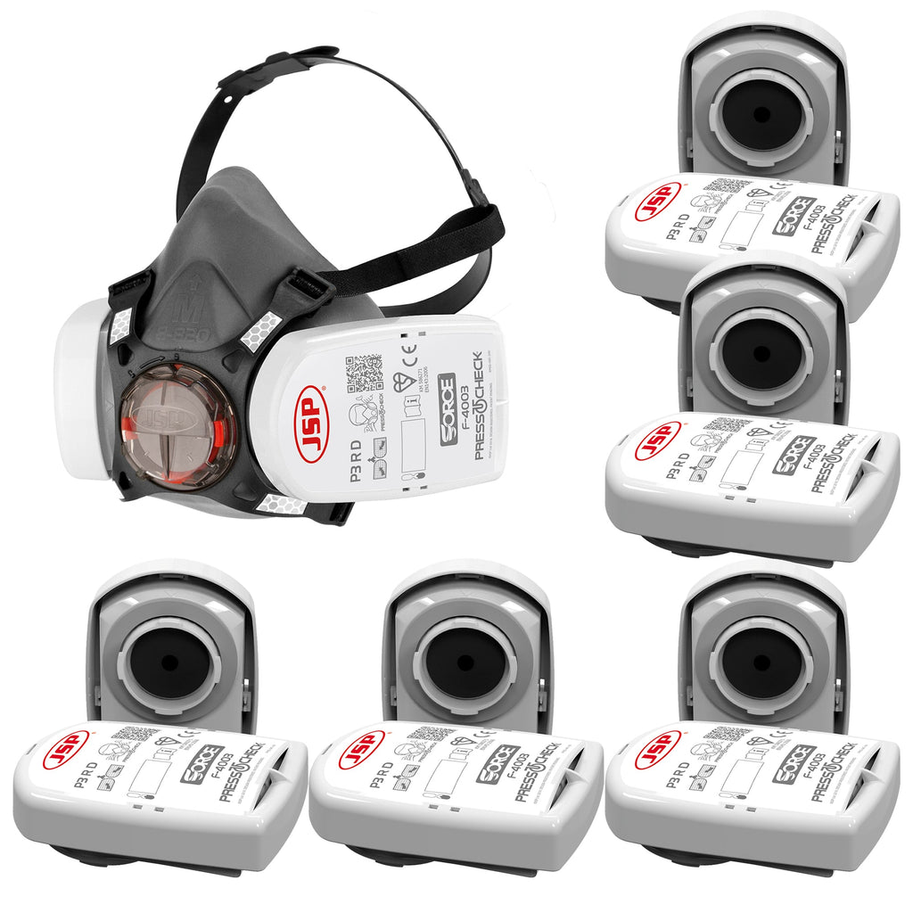 JSP Force8 Half Mask Medium P3 | Includes PressToCheck - F-4003 Filters | BHT0A3-0L5-N00