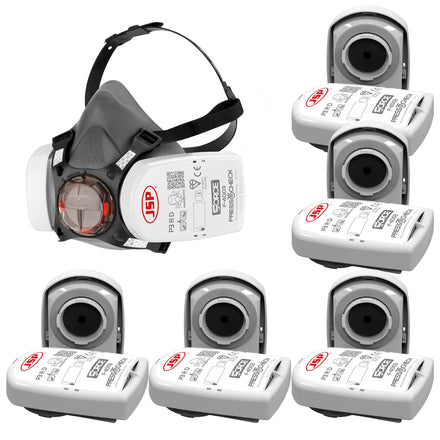JSP Force8 Half Mask Medium P3 | Includes PressToCheck - F-4003 Filters | BHT0A3-0L5-N00