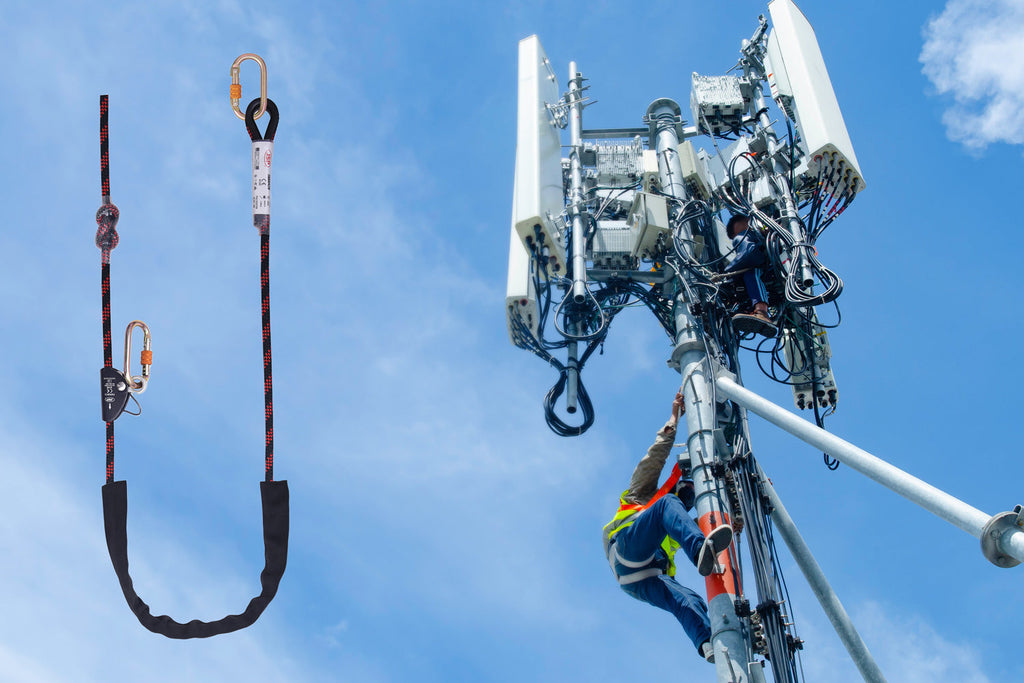 JSP 2m Adjustable Work Positioning Lanyard - Fixed Rope Grab + 2 Karabiners | FAR0420