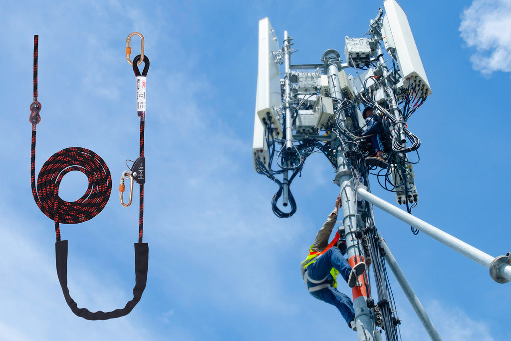 JSP 5m Adjustable Work Positioning Lanyard - Fixed Rope Grab + 2 Karabiners | FAR0421