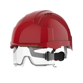 JSP EVO VISTAlens Schutzhelm mit Drehradverstellung, belüftet | Rot/Rot