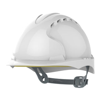 JSP EVO2 Schutzhelm mit mittlerem Schirm und Schiebeverstellung, belüftet | Weiß