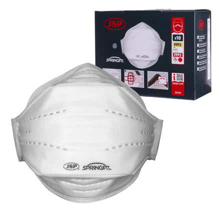 JSP Springfit FFP3 Disposable Fold Flat Dust Mask 431ml 10 Pack | BGA132-206-000