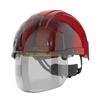 JSP EVO VISTAshield Safety Helmet with Integrated Face Shield Vented | Red/Smoke