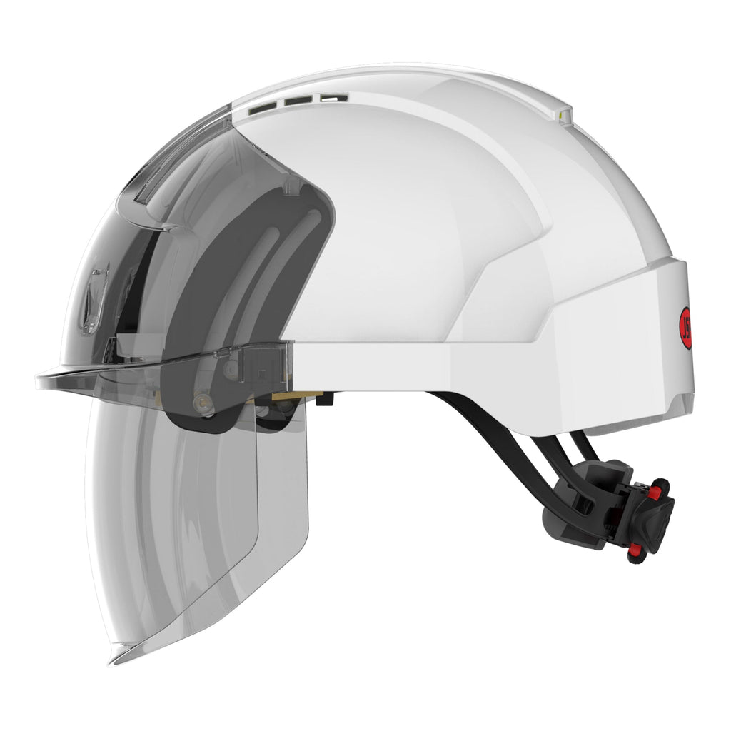 white safety helmet with face shield left side picture