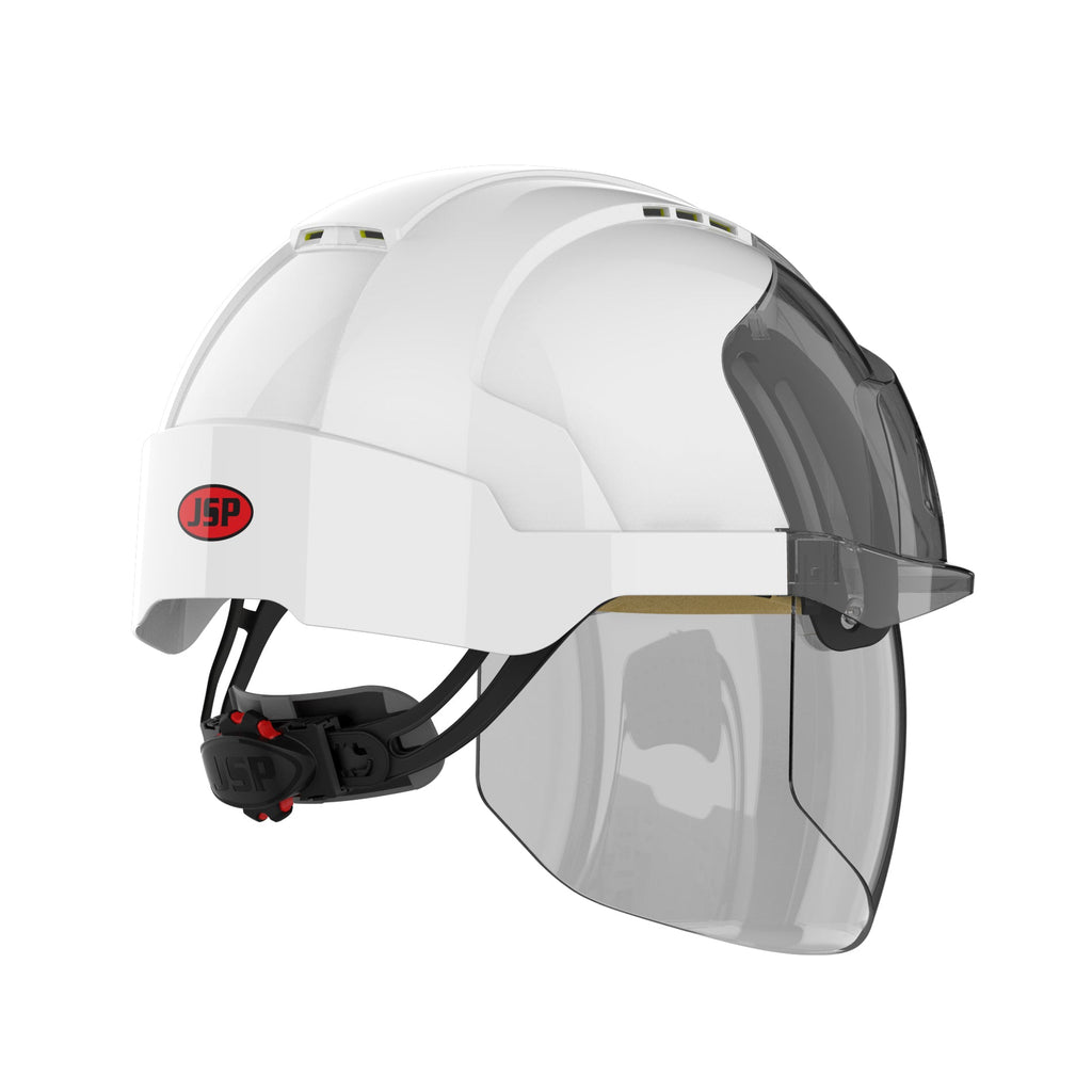 white safety helmet with face shield right side picture