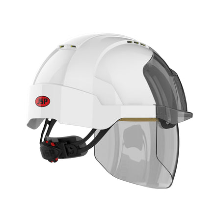 white safety helmet with face shield right side picture