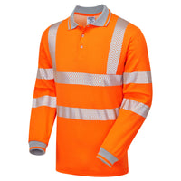 Pulsar Life Mens Rail Spec Hi Vis Orange Long Sleeved Polo Shirt LFE926-NB