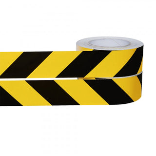 Retro Reflective Hazard Warning Tape 25m Yellow Black