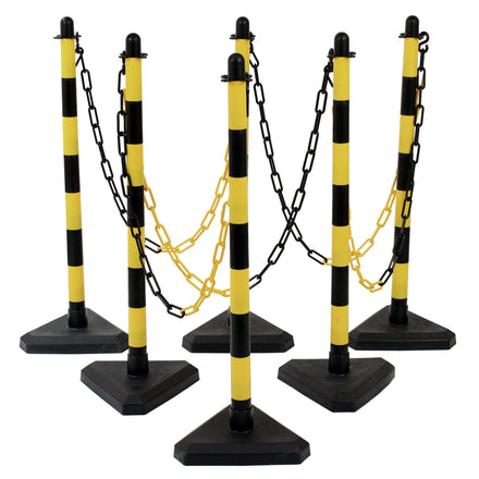 Guarda Post & Chain Kit  | Multiple Colours | Product Bundle (Yellow & Black Posts and Chain / Plastic Concrete Filled)