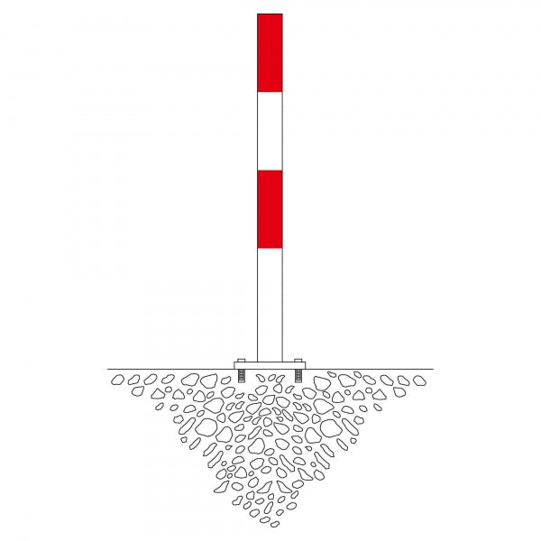Traffic Line Barrier Post Bolt Down 70x70 Galv_red_white Square Diagram