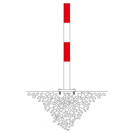 Traffic Line Barrier Post Bolt Down 70x70 Galv_red_white Square Diagram