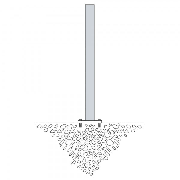Traffic Line Barrier Post Bolt Down 76mm Galv Diagram