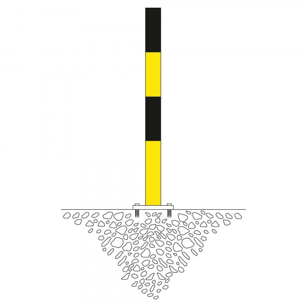 Traffic Line Barrier Post Bolt Down 76mm Galv_black_yellow Diagram