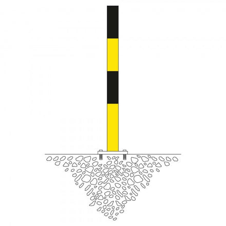 Traffic Line Barrier Post Bolt Down 76mm Galv_black_yellow Diagram