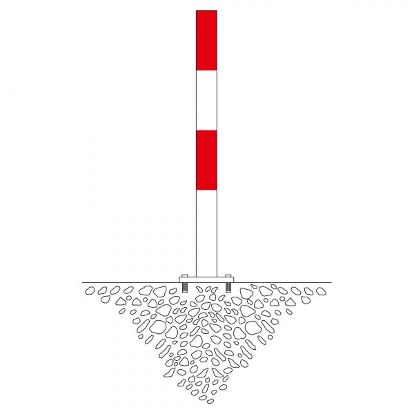 Traffic Line Barrier Post Bolt Down 76mm Galv_red_white Diagram