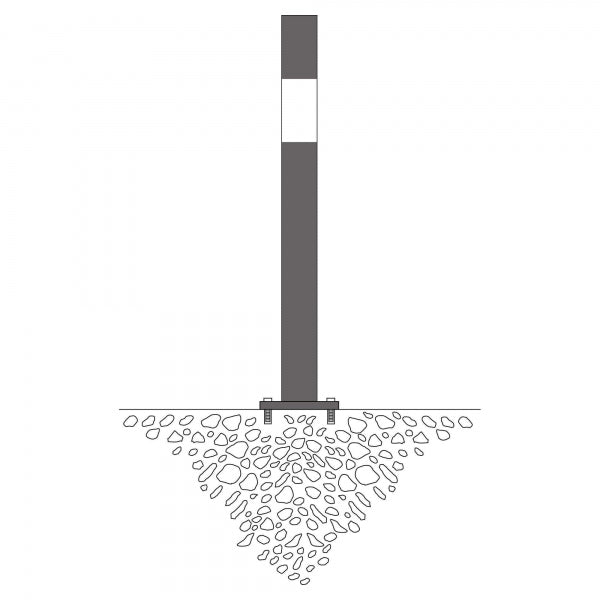 Traffic Line Barrier Post Bolt Down 90mm Galv_anthracite_wb Diagram