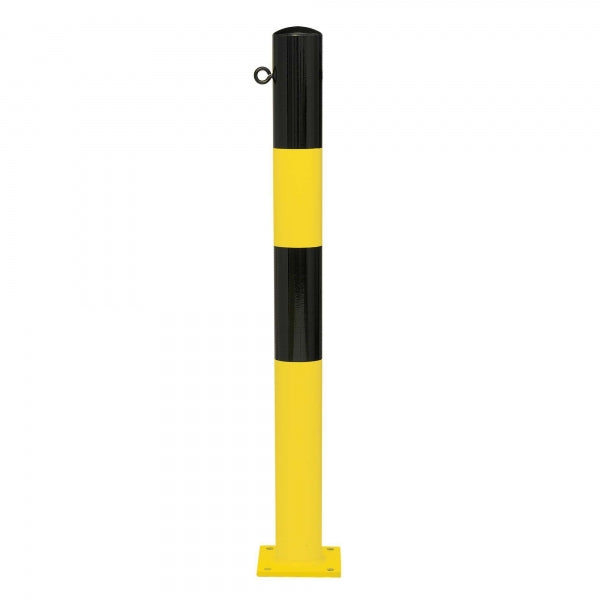 Traffic Line Barrier Post Bolt Down 90mm Galv_black_yellow 1 Eyelets