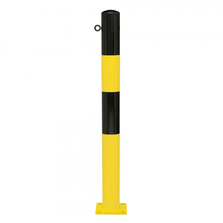 Traffic Line Barrier Post Bolt Down 90mm Galv_black_yellow 1 Eyelets
