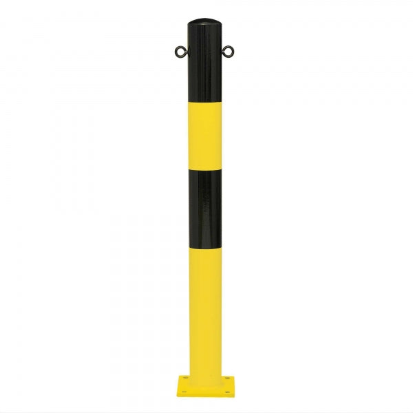 Traffic Line Barrier Post Bolt Down 90mm Galv_black_yellow 2 Eyelets