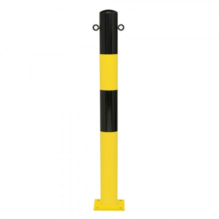 Traffic Line Barrier Post Bolt Down 90mm Galv_black_yellow 2 Eyelets