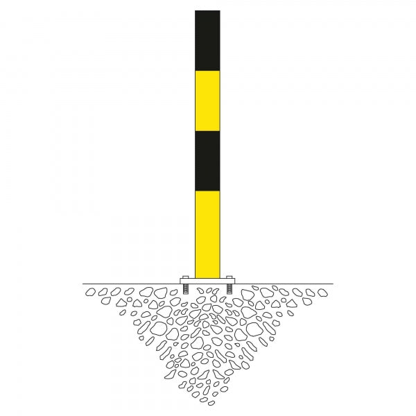 Traffic Line Barrier Post Bolt Down 90mm Galv_black_yellow Diagram