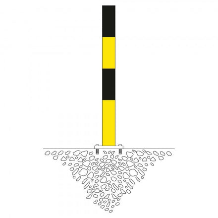 Traffic Line Barrier Post Bolt Down 90mm Galv_black_yellow Diagram