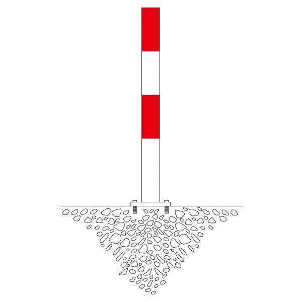 Traffic Line Barrier Post Bolt Down 90mm Galv_red_white Diagram