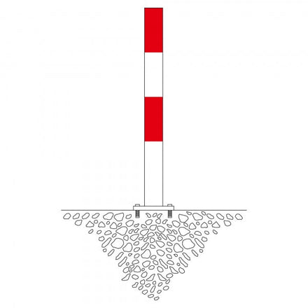Traffic Line Barrier Post Bolt Down 90mm Galv_red_white Diagram