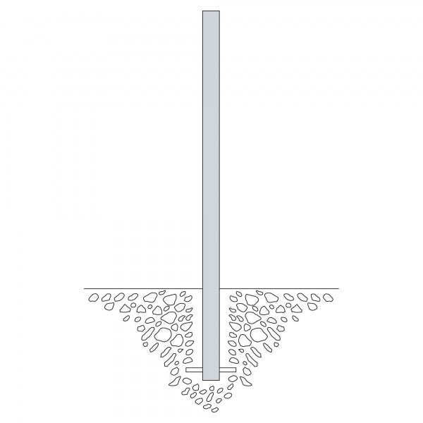 Traffic Line Barrier Post Cast In 60mm Galv Diagram
