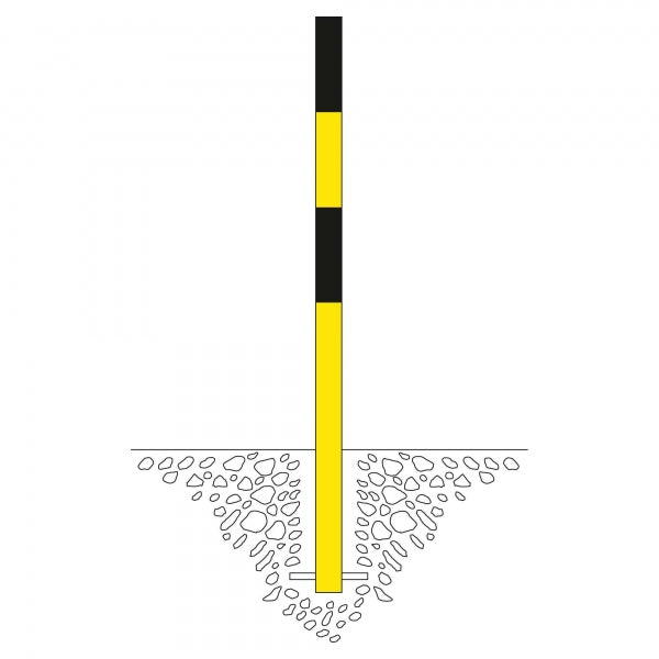 Traffic Line Barrier Post Cast In 60mm Galv_black_yellow Diagram