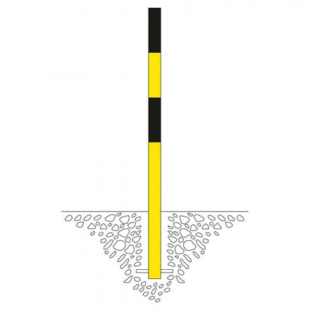 Traffic Line Barrier Post Cast In 60mm Galv_black_yellow Diagram