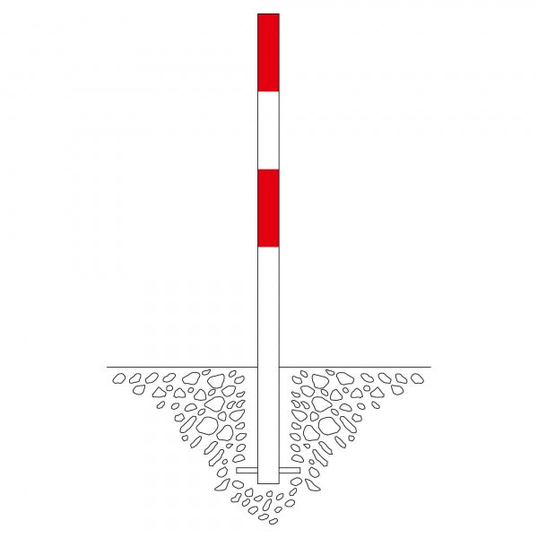 Traffic Line Barrier Post Cast In 60mm Galv_red_white Diagram