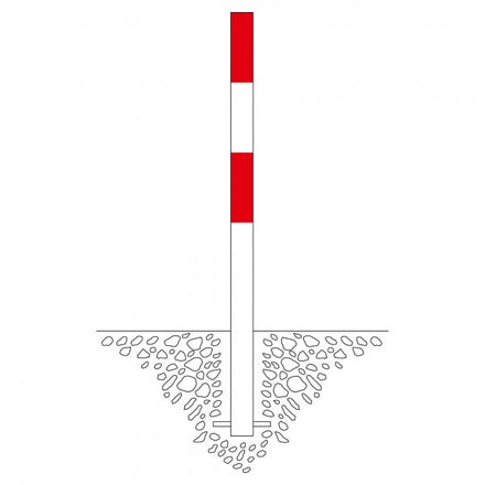 Traffic Line Barrier Post Cast In 70x70 Galv_red_white Square Diagram