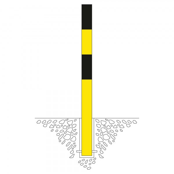 Traffic Line Barrier Post Cast In 76mm Galv_black_yellow Diagram
