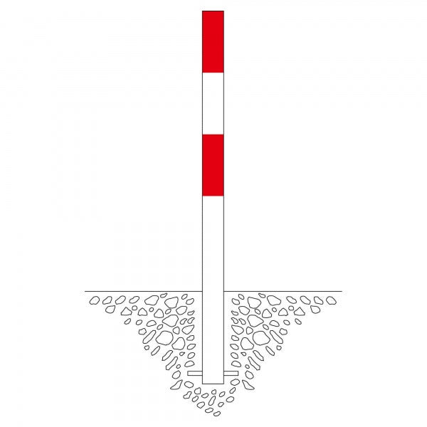 Traffic Line Barrier Post Cast In 76mm Galv_red_white Diagram