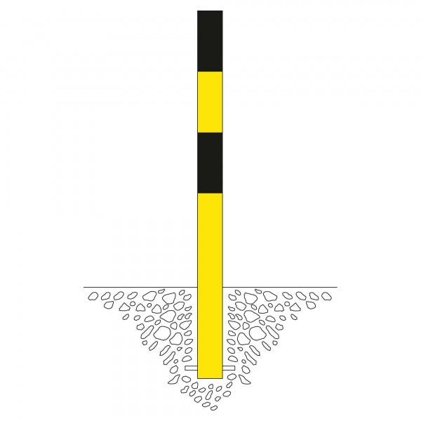 Traffic Line Barrier Post Cast In 90mm Galv_black_yellow Diagram